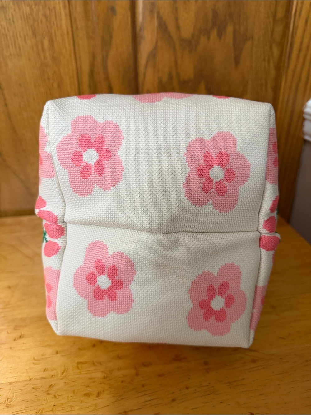 Floral Pink Canvas Bucket Tote Bag with Pink Rope Handles NWOT - Picture 3 of 5